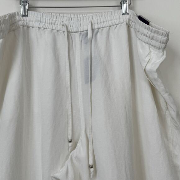 NWT Lane Bryant Linen Blend Wide Leg Pants Plus Size 26/28 White Drawstrings - Picture 6 of 13